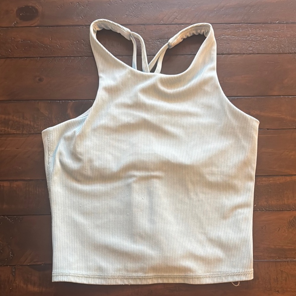 Baby Blue Ribbed Girls Tank Top with braided racer back size 8